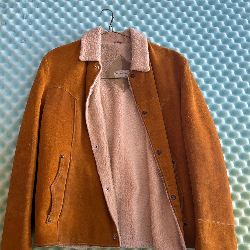 PIONEER WEAR Beige and Brown Suede Shearling Jacket